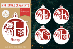 Monogram Snowman Ornament SVG Christmas Laser cut