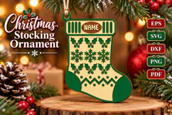Monogram Stocking Ornament SVG, Laser Cut Glowforge File Product Image 1