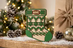 Monogram Stocking Ornament SVG, Laser Cut Glowforge File Product Image 2