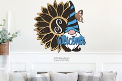 Monogram Sunflower Gnome Welcome Sign SVG Glowforge Files Product Image 2