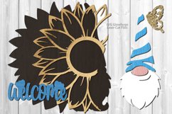 Monogram Sunflower Gnome Welcome Sign SVG Glowforge Files Product Image 3