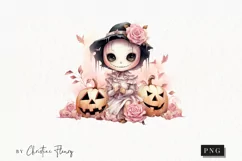 Pastel Pink Watercolor Monster Clipart | Watercolor PNG Product Image 1