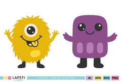 Printable monster birthday clipart with colorful kids party characters and decorations