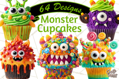 Halloween Monster Cupcake PNG, Cute Spooky Clipart Product Image 1
