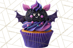 Halloween Monster Cupcake PNG, Cute Spooky Clipart Product Image 3