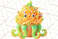Halloween Monster Cupcake PNG, Cute Spooky Clipart Product Image 4