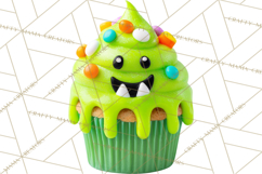 Halloween Monster Cupcake PNG, Cute Spooky Clipart Product Image 2
