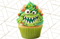 Halloween Monster Cupcake PNG, Cute Spooky Clipart Product Image 4