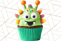 Halloween Monster Cupcake PNG, Cute Spooky Clipart Product Image 2