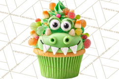 Halloween Monster Cupcake PNG, Cute Spooky Clipart Product Image 3
