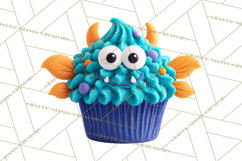 Halloween Monster Cupcake PNG, Cute Spooky Clipart Product Image 2
