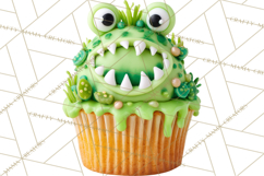 Halloween Monster Cupcake PNG, Cute Spooky Clipart Product Image 4