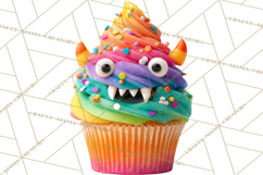 Halloween Monster Cupcake PNG, Cute Spooky Clipart Product Image 4