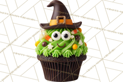 Halloween Monster Cupcake PNG, Cute Spooky Clipart Product Image 3