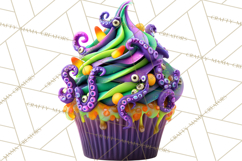 Halloween Monster Cupcake PNG, Cute Spooky Clipart Product Image 4