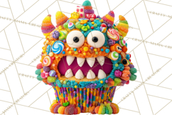 Halloween Monster Cupcake PNG, Cute Spooky Clipart Product Image 5