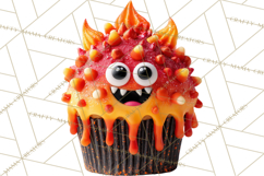 Halloween Monster Cupcake PNG, Cute Spooky Clipart Product Image 2