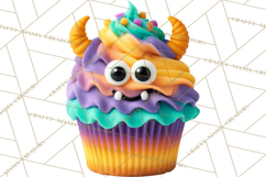 Halloween Monster Cupcake PNG, Cute Spooky Clipart Product Image 2