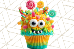 Halloween Monster Cupcake PNG, Cute Spooky Clipart Product Image 3