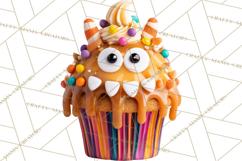 Halloween Monster Cupcake PNG, Cute Spooky Clipart Product Image 4