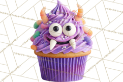 Halloween Monster Cupcake PNG, Cute Spooky Clipart Product Image 5