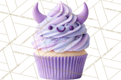 Halloween Monster Cupcake PNG, Cute Spooky Clipart Product Image 3