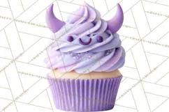 Halloween Monster Cupcake PNG, Cute Spooky Clipart Product Image 3