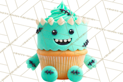 Halloween Monster Cupcake PNG, Cute Spooky Clipart Product Image 4