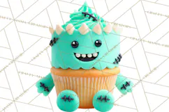 Halloween Monster Cupcake PNG, Cute Spooky Clipart Product Image 4