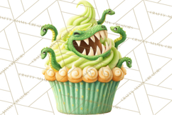 Halloween Monster Cupcake PNG, Cute Spooky Clipart Product Image 2