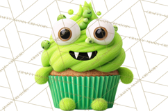 Halloween Monster Cupcake PNG, Cute Spooky Clipart Product Image 5