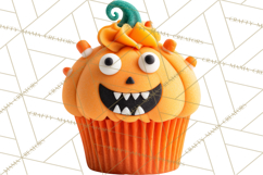 Halloween Monster Cupcake PNG, Cute Spooky Clipart Product Image 2