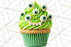 Halloween Monster Cupcake PNG, Cute Spooky Clipart Product Image 4