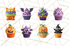Halloween Monster Cupcake PNG, Cute Spooky Clipart Product Image 2