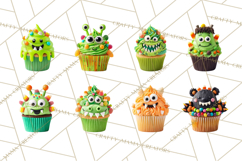 Halloween Monster Cupcake PNG, Cute Spooky Clipart Product Image 4