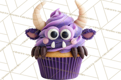 Halloween Monster Cupcake PNG, Cute Spooky Clipart Product Image 3