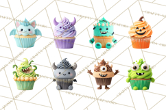 Halloween Monster Cupcake PNG, Cute Spooky Clipart Product Image 8