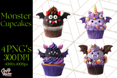 Halloween Monster Cupcake PNG, Cute Spooky Clipart Product Image 1