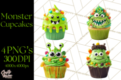 Halloween Monster Cupcake PNG, Cute Spooky Clipart Product Image 1