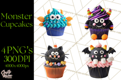 Halloween Monster Cupcake PNG, Cute Spooky Clipart Product Image 1