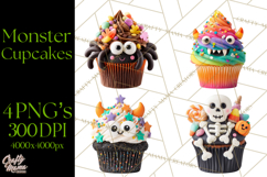 Halloween Monster Cupcake PNG, Cute Spooky Clipart Product Image 1