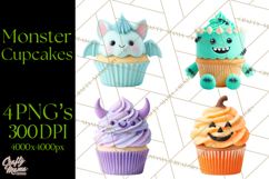 Halloween Monster Cupcake PNG, Cute Spooky Clipart Product Image 1