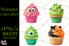 Halloween Monster Cupcake PNG, Cute Spooky Clipart Product Image 1
