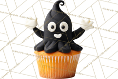 Halloween Monster Cupcake PNG, Cute Spooky Clipart Product Image 5