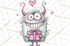 Cute Valentine Monster Doodle Clipart Adorable Love PNG Product Image 3