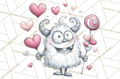 Cute Valentine Monster Doodle Clipart Adorable Love PNG Product Image 5