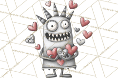 Cute Valentine Monster Doodle Clipart Adorable Love PNG Product Image 2
