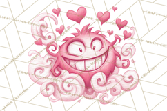 Cute Valentine Monster Doodle Clipart Adorable Love PNG Product Image 3