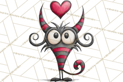 Cute Valentine Monster Doodle Clipart Adorable Love PNG Product Image 4