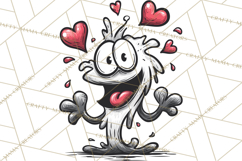 Cute Valentine Monster Doodle Clipart Adorable Love PNG Product Image 4